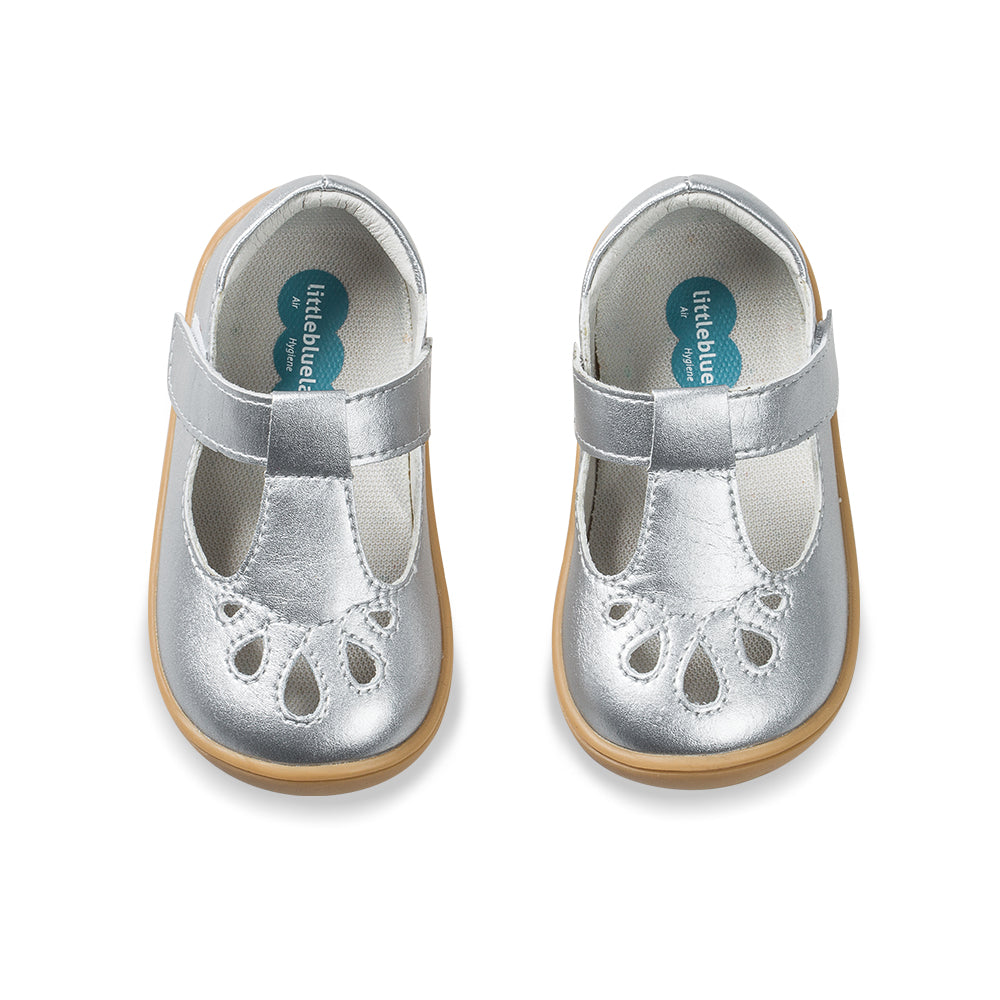 Little Blue Lamb comfortable  infant shoes in silver