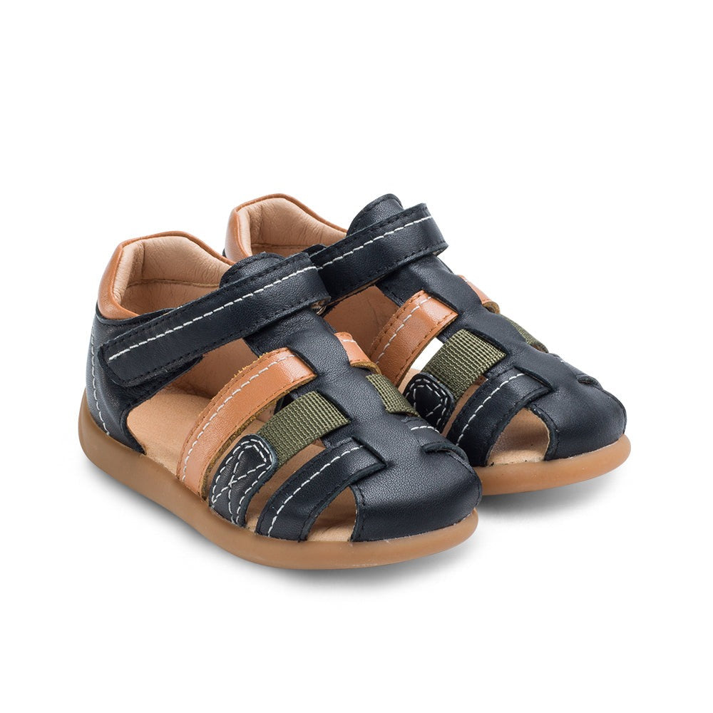 Little Blue Lamb real leather baby sandals in black