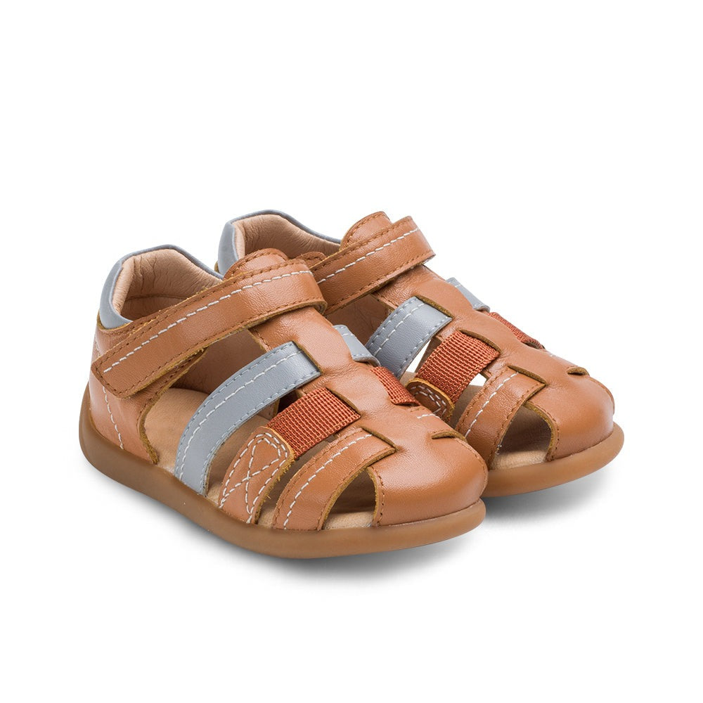 Little Blue Lamb real leather baby sandals in brown