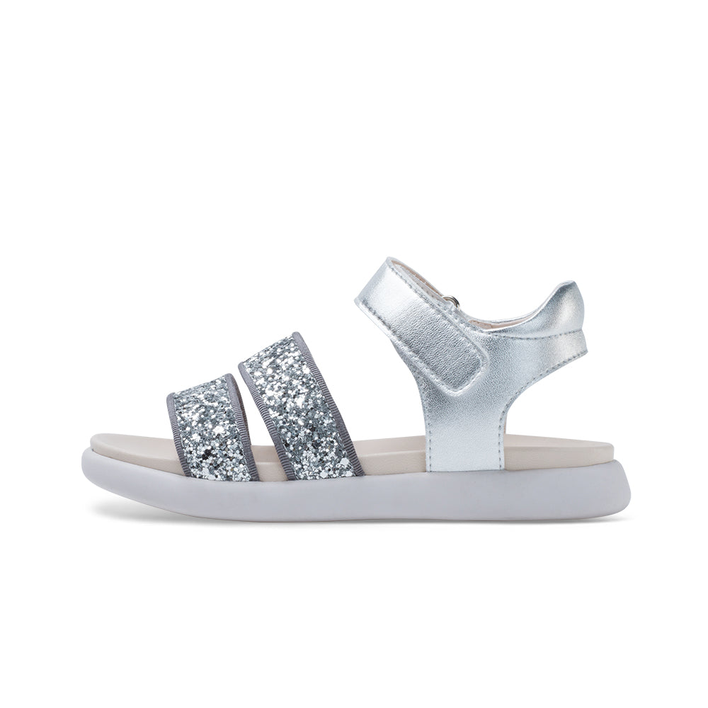 Little Blue Lamb kids party shoes in silver